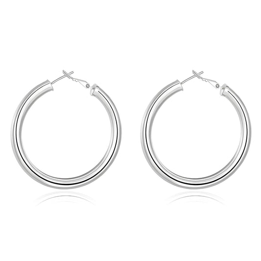 Silver Round Hoops