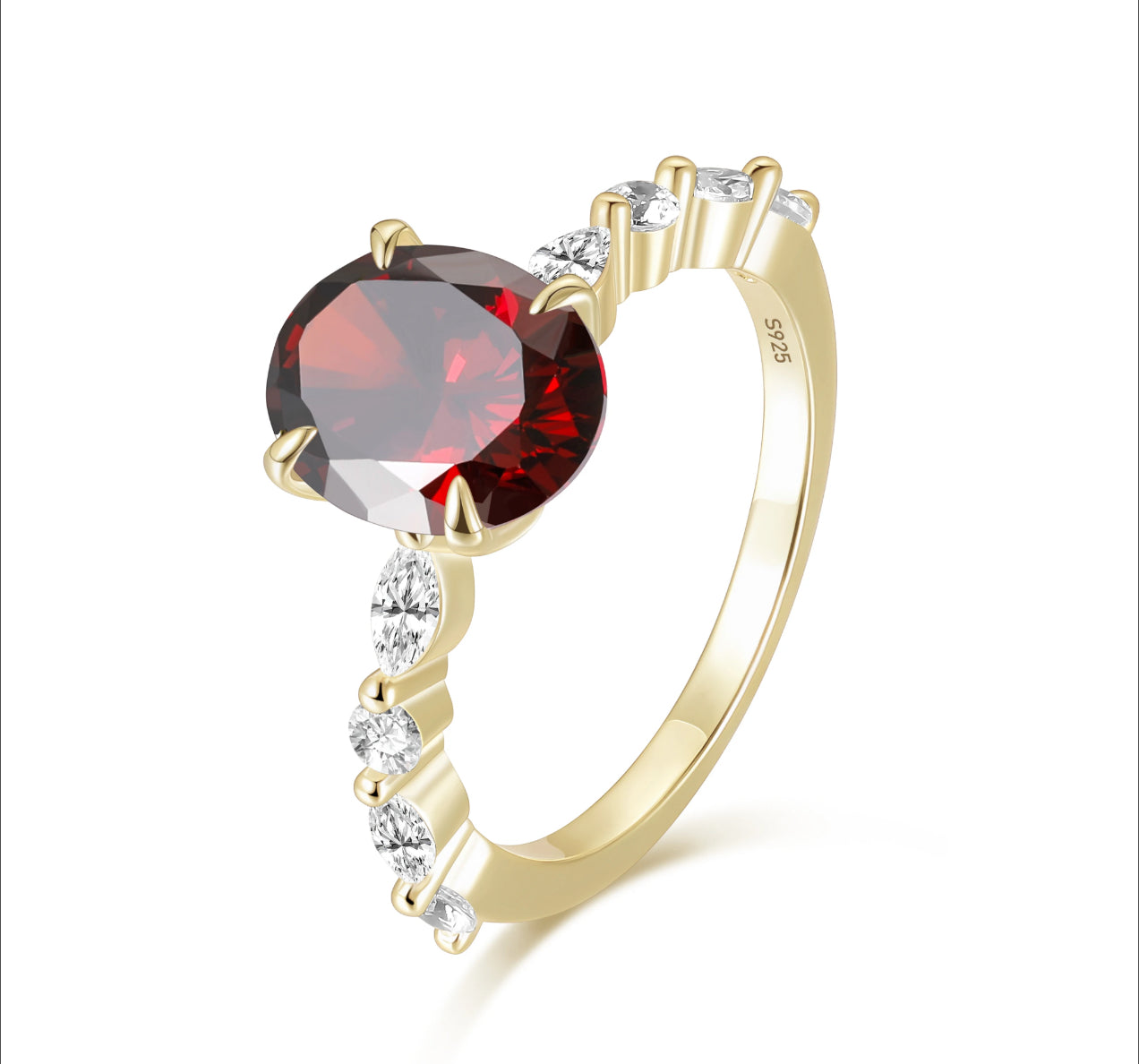 Gemstone Oval Accent Ring