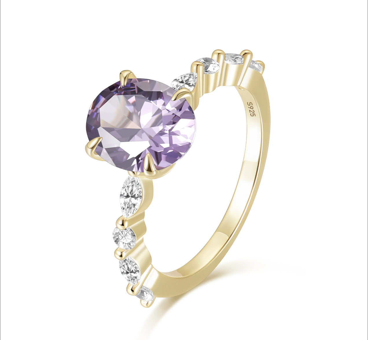 Gemstone Oval Accent Ring