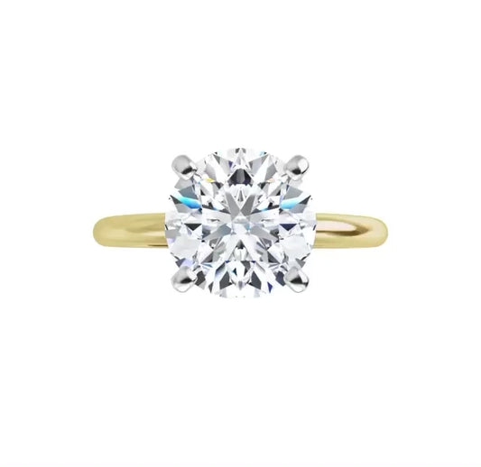 Moissanite Solitaire Round Ring in 14kt Yellow & White Gold