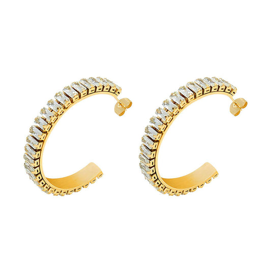 Glam Crystal Gold Hoops