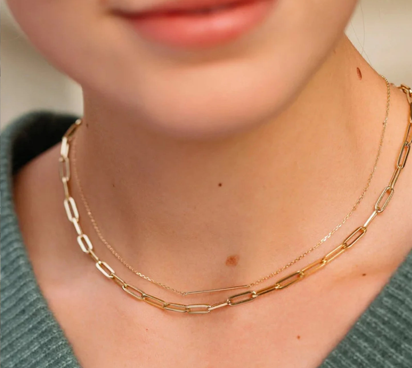 18K Yellow Gold Plated Paper Clip Necklace