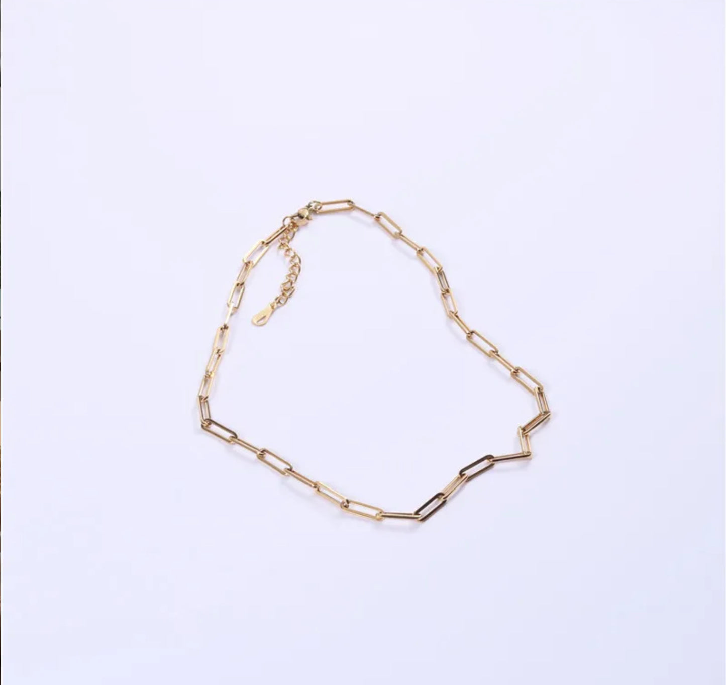 18K Yellow Gold Plated Paper Clip Necklace