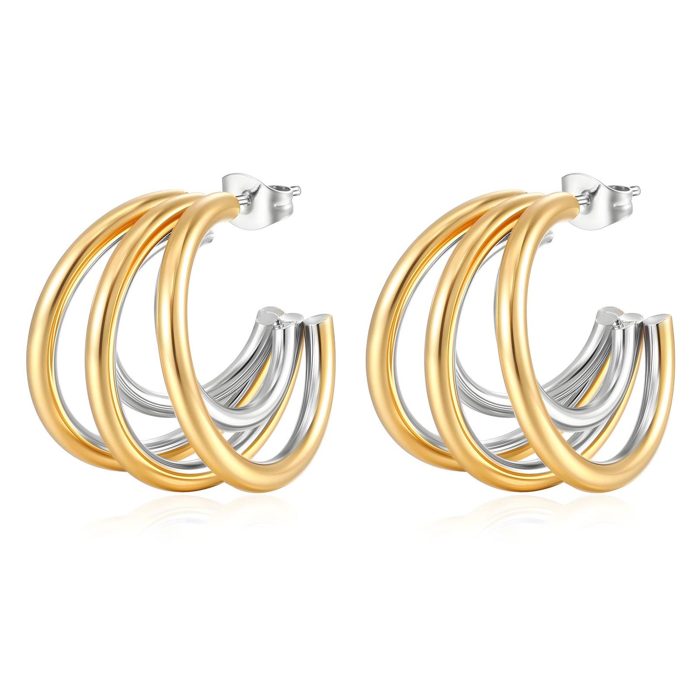 Gold & Silver Harmony Hoops