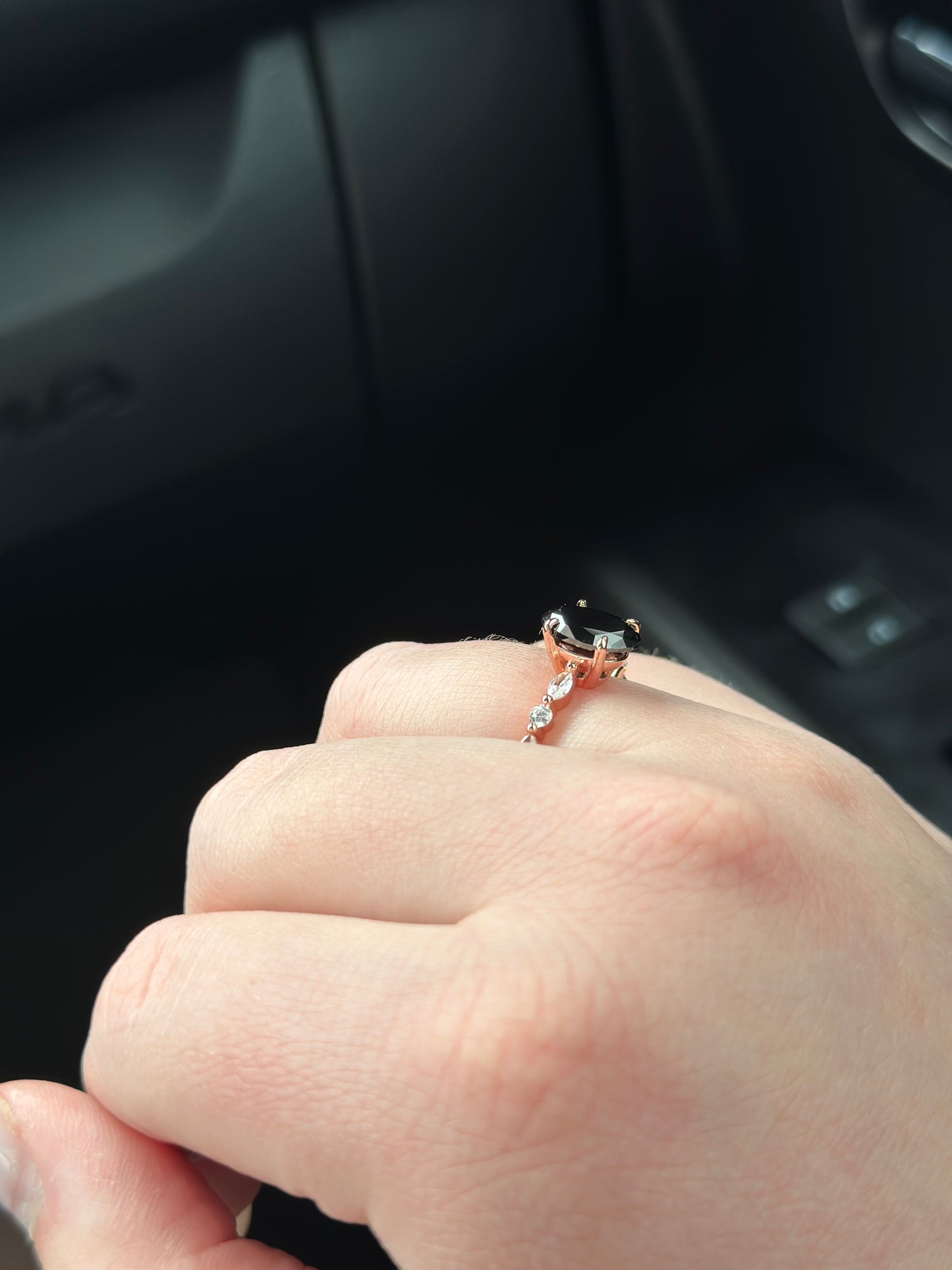 Gemstone Oval Accent Ring - Rose Gold